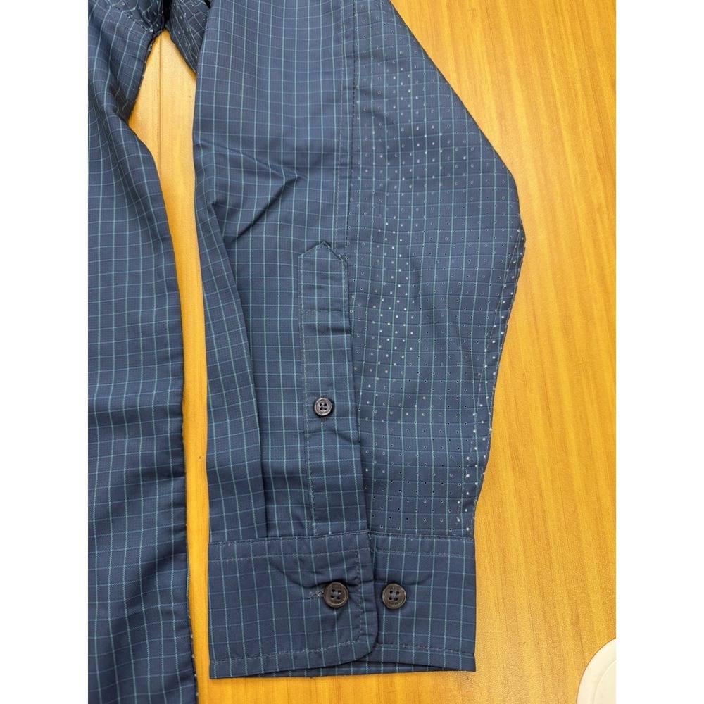 Men's Huk Fishing Citadel Plaid Teaser Long Sleeve Button XL  Striped Blue - Picture 3 of 7